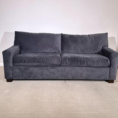 MITCHELL GOLD + BOB WILLIAMS SLEEPER SOFA | Large grey two cushion sleeper sofa from Mitchell Gold & Bob Williams in a velvet...