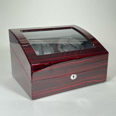 Diplomat Quad Watch Winder | With storage for 5 extra watches. AC/battery powered with dual direction rotation. - h. 8.5 x l. 12.5 x d....