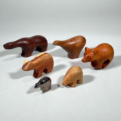 CARVED WOOD BEARS & OTHER | Including: Artist signed carved wood bears, silver-plate Dansk bear, and more! - h. 4 x w. 2 x l. 8 in...