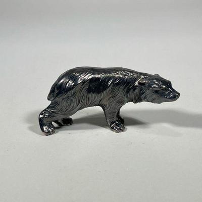 STERLING SILVER BEAR FIGURINE | Sterling silver bear figurine with hallmarks on bottom & marked “925”; 4.4 ozt. - h. 2.5 x w. 1.5 x...