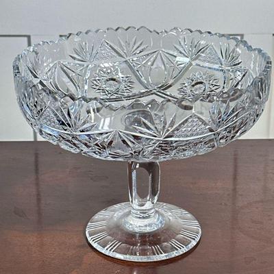 Large Cut Glass Compote | h. 8 x dia. 10.25 in

