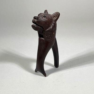 CARVED BEAR NUTCRACKER | Carved wood bear-form nutcracker - h. 7.5 x w. 2.5 x l. 3 in

