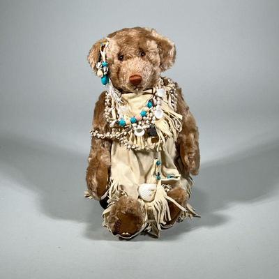 LITTLE WHITE DOVE FRANKLIN HEIRLOOM BEARS | Little White Dove teddy bear by The Franklin Mint Heirloom Bears on wood stand - h. 14 x w. 9...