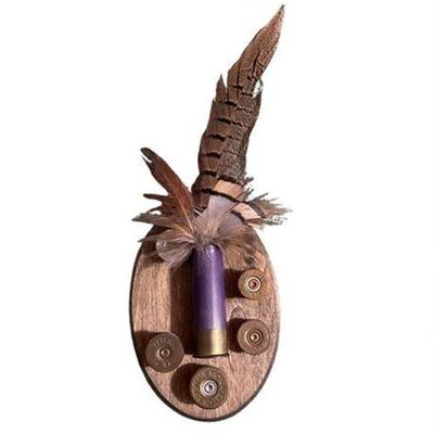 Lot 196   
Pheasant Feathers and Cartridge Wall Mount Decor