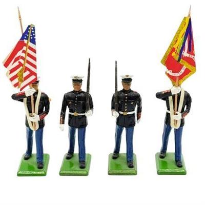 Lot 217-273   
Britains Ltd. US Marines Corps USMC Color Guards Metal Military Models