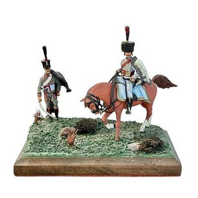 Lot 217-250   
Napoleonic War Hussar Soldiers, on Horseback and Foot, Figurines