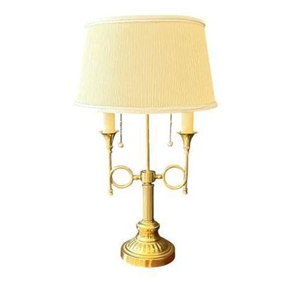 Lot 005   
Vintage Brass French Horn Bouillotte Style Table Lamp