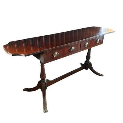 Lot 021   
The Bombay Company Mahogany Drop Leaf Console Table with Two Drawers