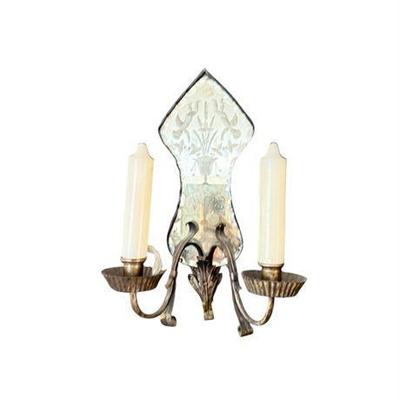 Lot 012-169   
Antique Double Candle Wall Sconce with Mirrored Backing