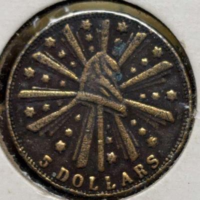 Reprint 1849 five dollar pacific company california in copper