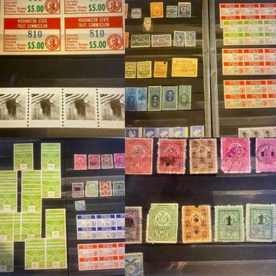 Eagle test stamps variety of state tax revenue stamps