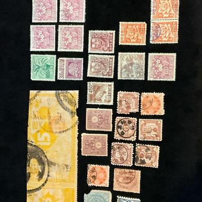 Antique japanese revenue tax stamps more
