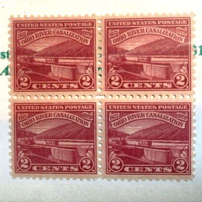 1929 2c ohio river canalization block of 4