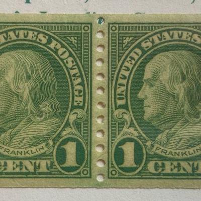 1c benjamin franklin coil line pair of stamps vf m