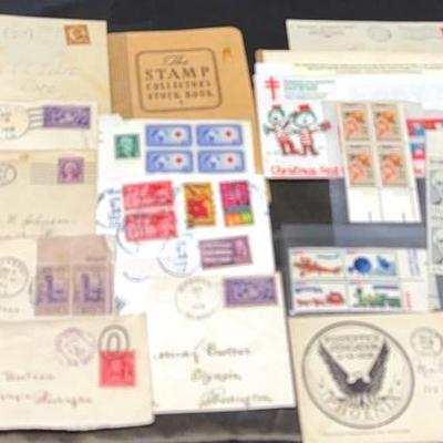 Stamps stock book envelopes & more