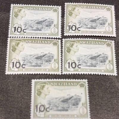 Swaziland 1961 10c on 1s havelock asbestos mine" surcharge stamp