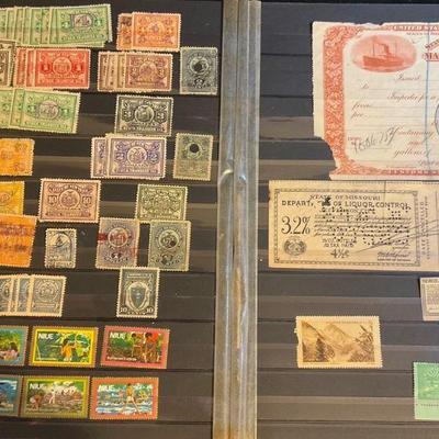 Bagne res de bigorre stamp, & us tax revenue certificates & more