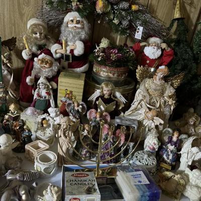 Christmas Tins, 
Battery operated Santa’s, 
Angels, wall hangings