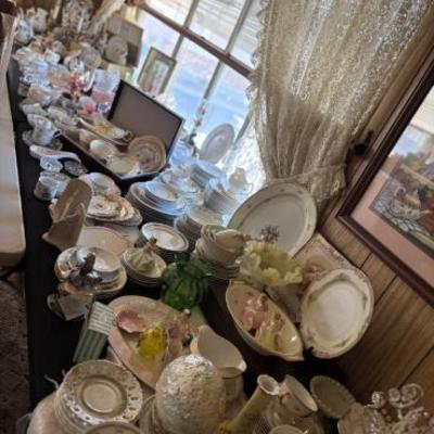 Lots of antique porcelain and glass