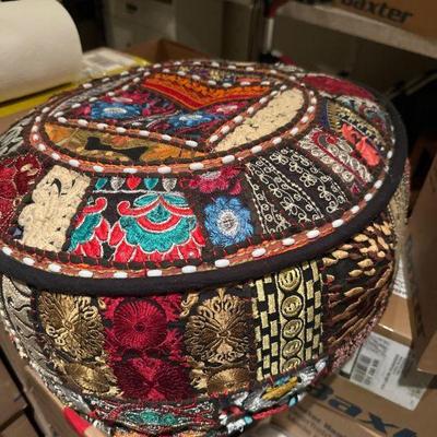 Embroidered pouf