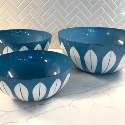 Mid Century Cathrineholm  3 bowl nest