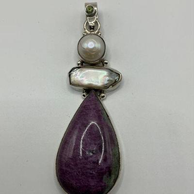 Ruby in Ziosite / Sterling Pendant