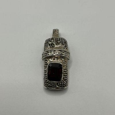 Red Stone (ruby Color) / Sterling Pendant