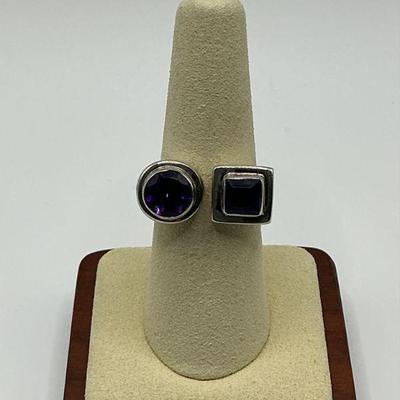 Sterling Amethyst Gem Ring - Sz 8