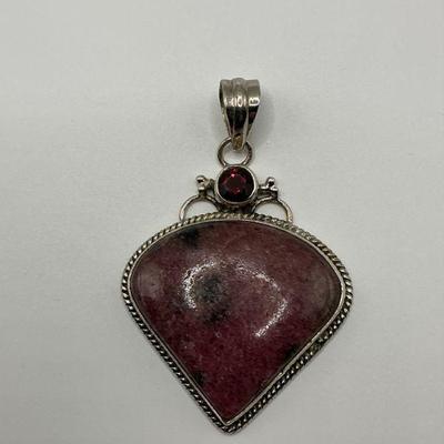 Rhodonite Stone / Sterling Pendant