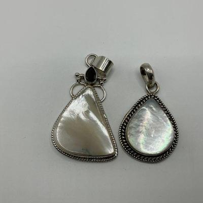 (2) Mother of Pearl / Sterling Pendants