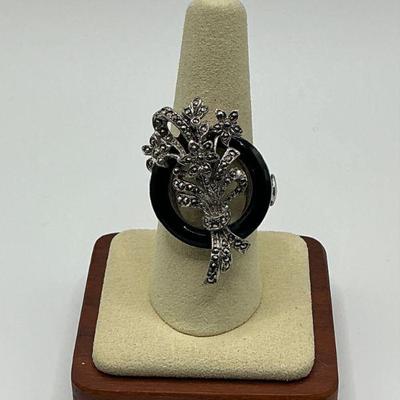 Sterling Marcasite Ring - sz 9