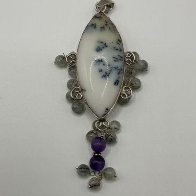 Dendritic Agate / Stone - Sterling Pendant