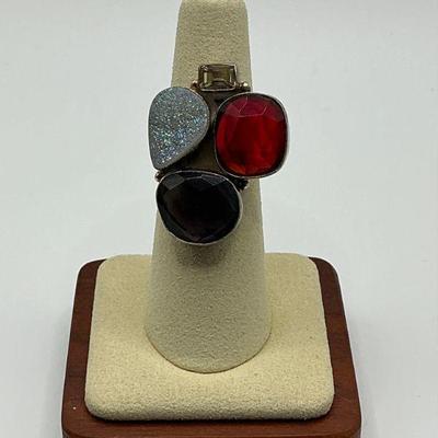 Sterling Multi Stone ring - Sz 6 1/2