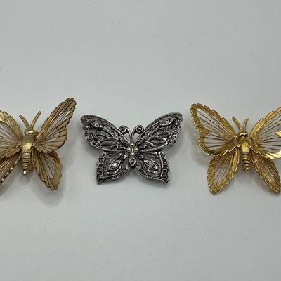 3- Butterfly Brooches - Avon & Monet