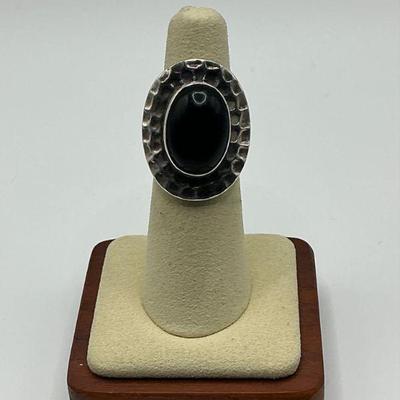 Sterling Onyx Ring - Sz 6