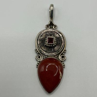 Chinese / Red Jasper - Sterling Pendant