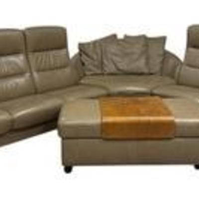 Stressless Sensational Leather Sectional and Ottoman