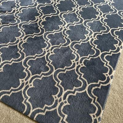 Pottery Barn Woolmark Scroll Tile Rug - Indigo