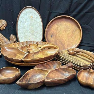 Ga192v vintage wooden serving set