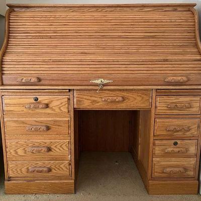 Ga102v oak roll top desk
