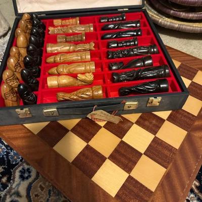 Hand carved Chess set and board