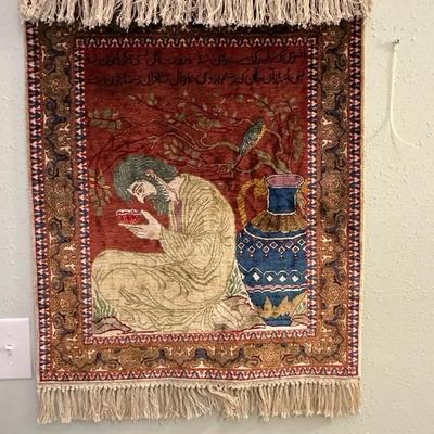 Persian rug/wall hanging with receipts and provenances