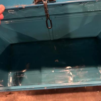 Vintage middle easter painted metal travel trunk - interior