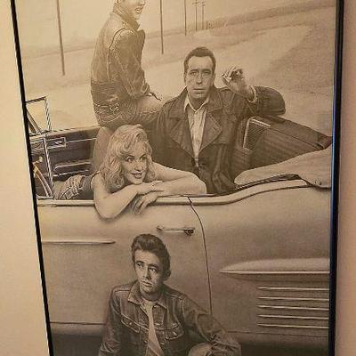 "Way To Hollywood" framed poster. Monroe, Presley, Dean & Bogart.