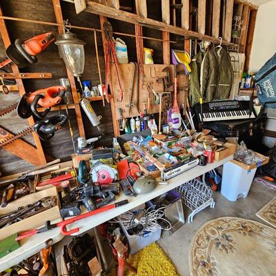 LOTS of tools, old trunks, hardware & MORE !