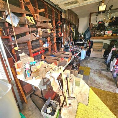 LOTS of tools, old trunks, hardware & MORE !