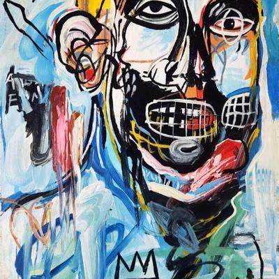 Basquait on vintage paper