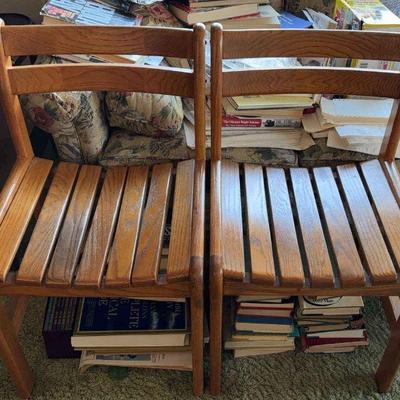 Slatted wood chairs
