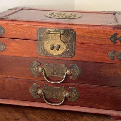 Asian wood jewelry box