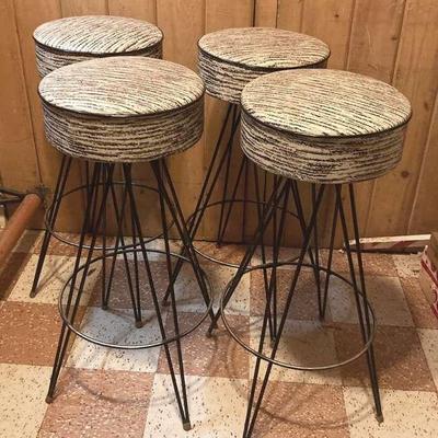Mcm vinyl swivel barstools